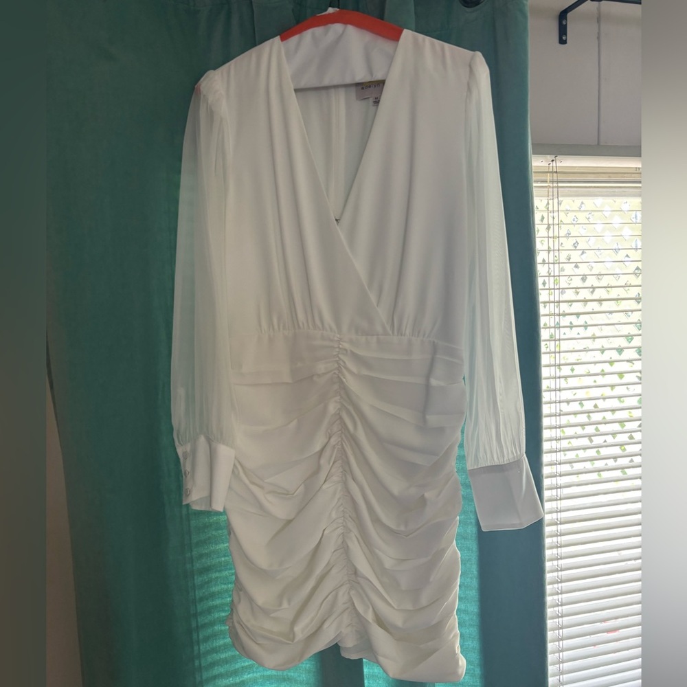 Adelyn Rae White Ruched Dress